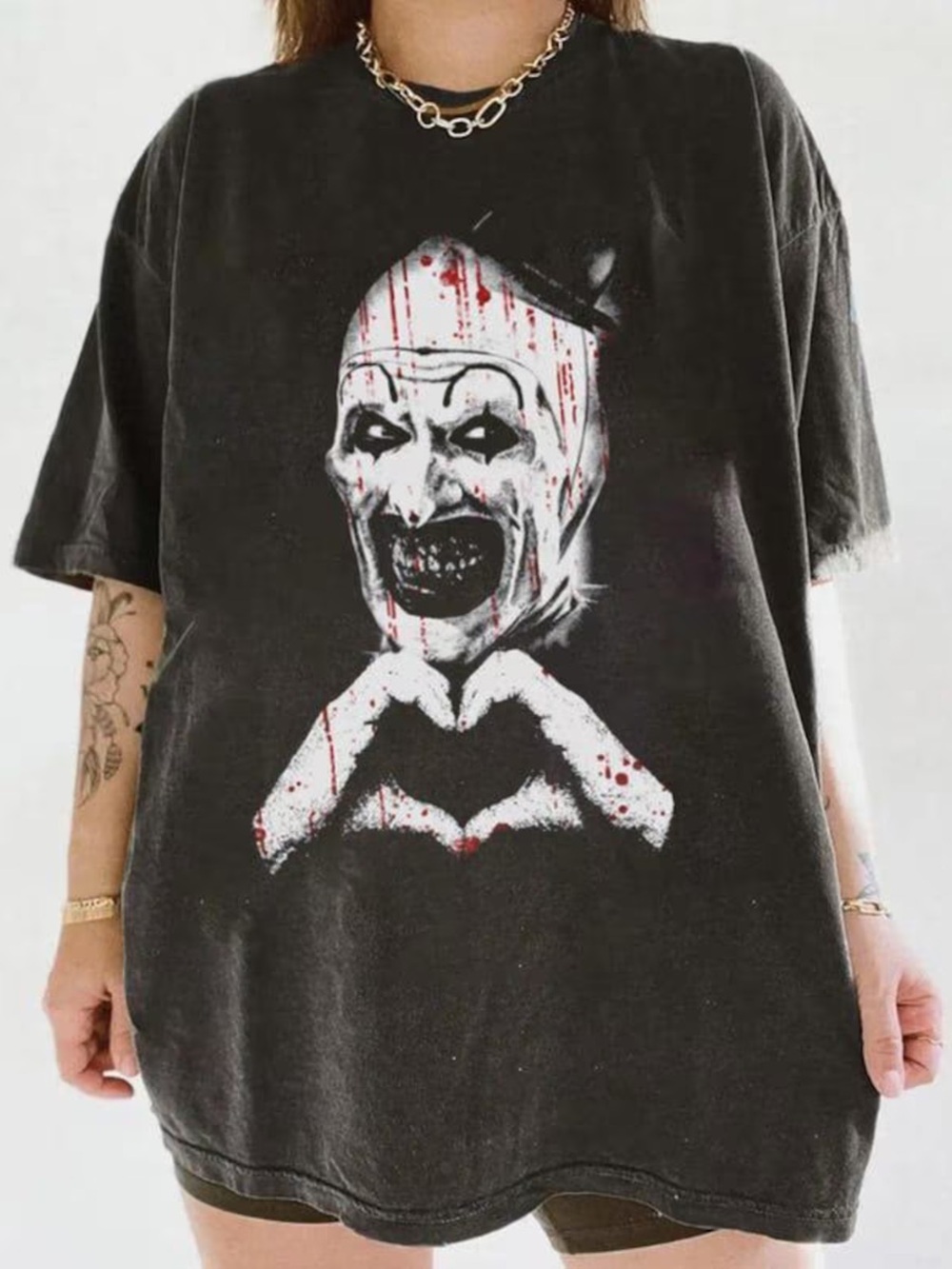Comfort Colors Black Short Sleeve Tee with Horror Clown Graphic